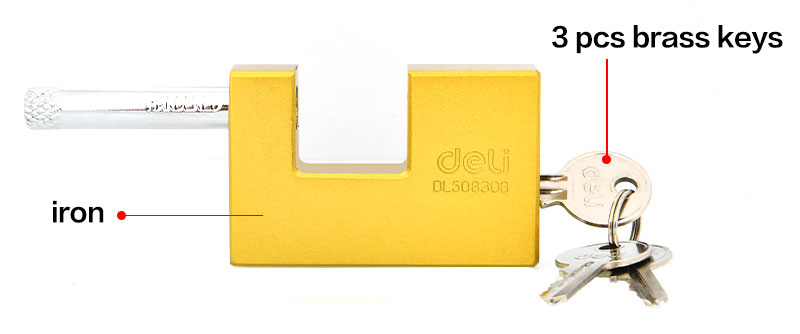 DELI λουκέτο τάκου με κλειδί DL508308, heavy duty, 80mm DL508308