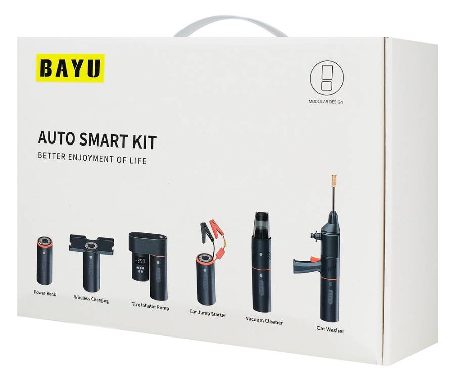 BAYU car kit με εκκινητή μπαταρίας/συμπιεστή αέρος/πιστόλι πλυσίματος/σκουπάκι αυτοκινήτου E-Pro C E-PRO-C-CAR-KIT