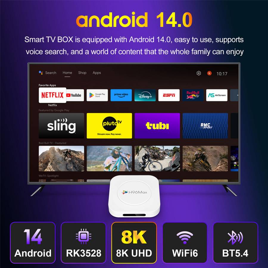 H96 MAX TV Box M1 Plus, 8K, 4/32GB, WiFi 6, Bluetooth, Android 14 H96MAX-M1PLUS-432