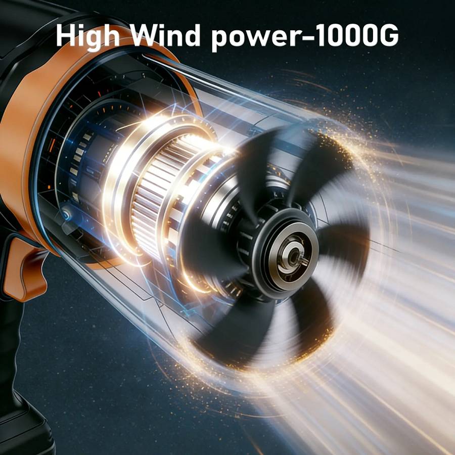 KINZIR ηλεκτρικό air duster AD61, 800W, 2000mAh, Brushless, μαύρο KNZ-AD61