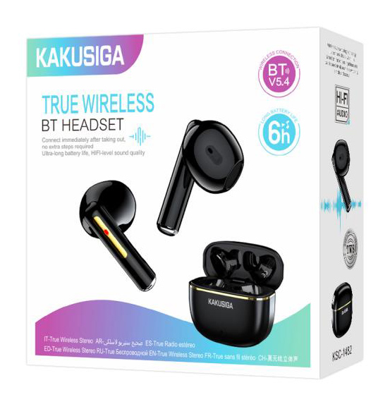 KAKUSIGA earphones με θήκη φόρτισης KSC-1482, True Wireless, 15mm, 35/300mAh, μαύρα KSC-1482-BK