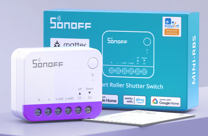 SONOFF smart διακόπτης MINI-RBS για μηχανισμό κουρτινών, WiFi, συμβατός με Matter, λευκός MINI-RBS