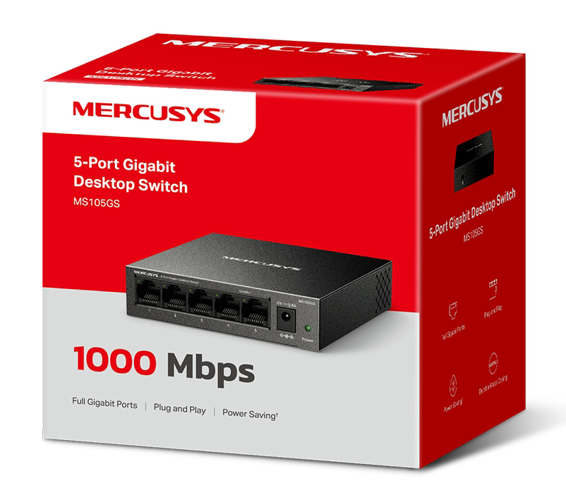MERCUSYS desktop switch MS105GS, 5x Gigabit θύρες, V2.0 MS105GS