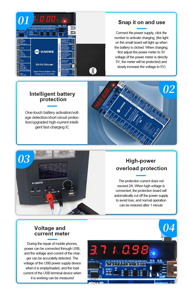 SUNSHINE tester μπαταριών SS-916 Ultra για Apple & Android smartphone, V3.0 SS-916ULTRA