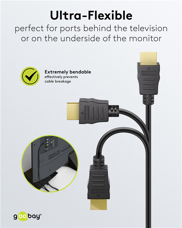 GOOBAY καλώδιο HDMI 80096 με Ethernet, soft, 4K/60Hz, 18 Gbps, 0.5m, μαύρο 80096