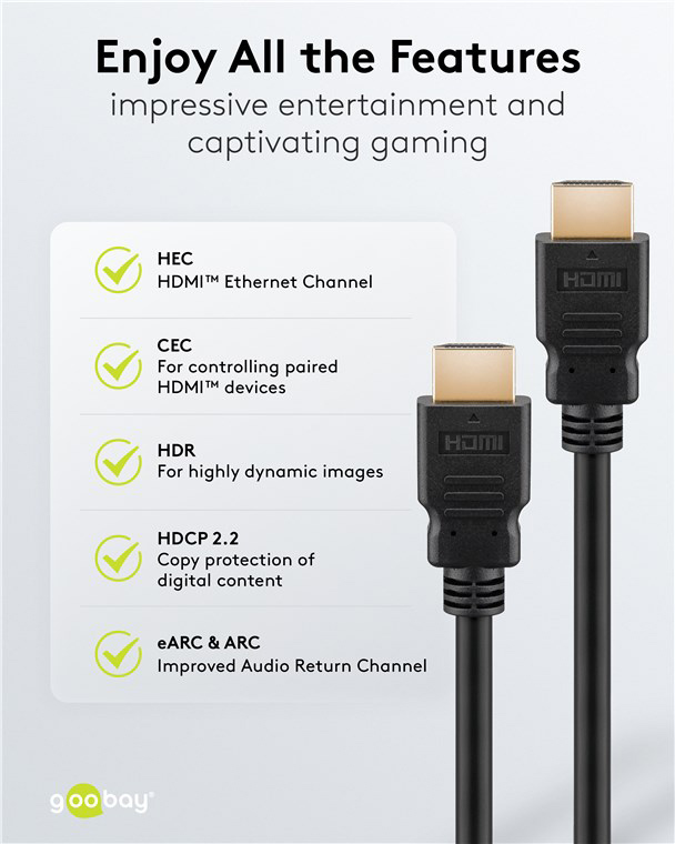 GOOBAY καλώδιο HDMI 80105 με Ethernet, soft, 4K/60Hz, 18 Gbps, 5m, μαύρο 80105
