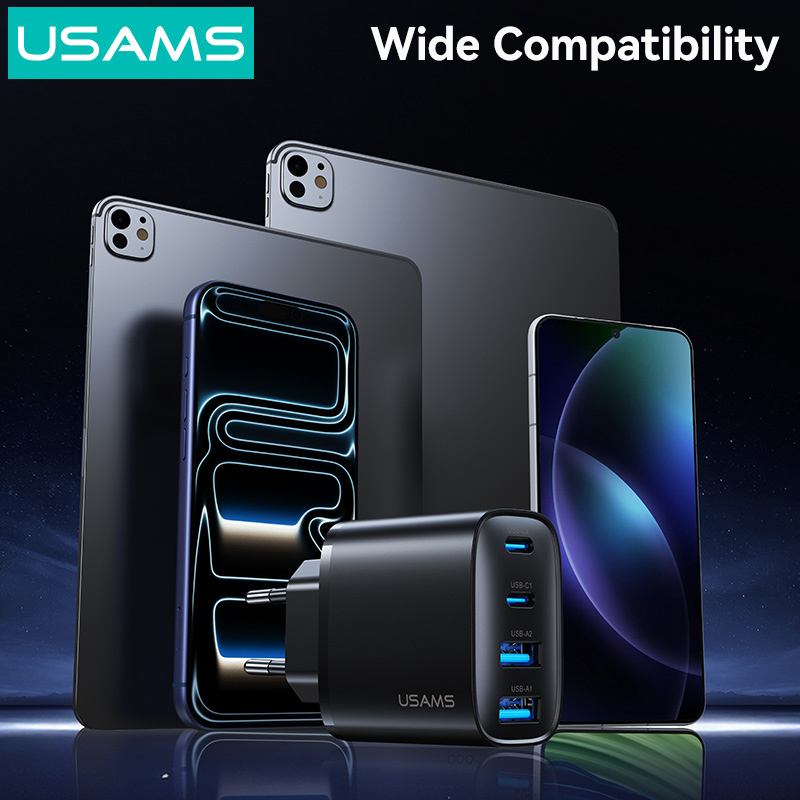USAMS φορτιστής τοίχου CC330, 2x USB & 2x USB-C, 40W, GaN, μαύρος CC330TC01