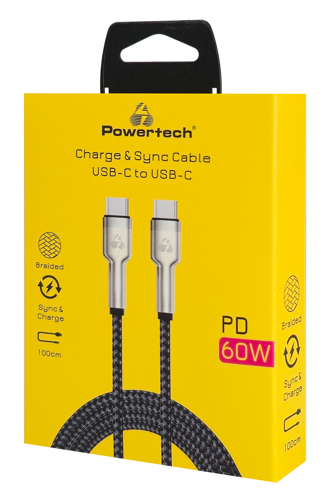 POWERTECH καλώδιο USB-C PTR-0198, PD 60W, 480Mbps, 1m, μαύρο PTR-0198