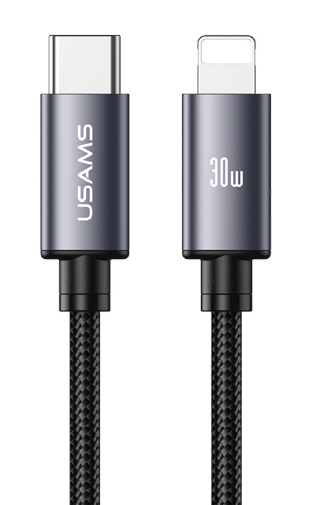 USAMS καλώδιο Lightning σε USB-C SJ770, 30W, 480Mbps, 1m, μαύρο SJ770USB01