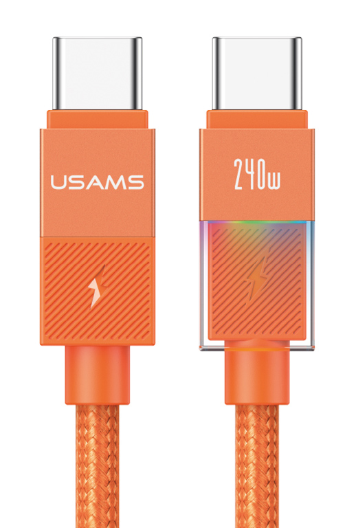 USAMS καλώδιο USB-C SJ775, 240W, 480Mbps, 1.2m, πορτοκαλί SJ775USB02