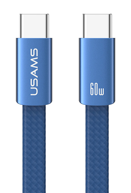 USAMS καλώδιο USB-C SJ783, 60W, 480Mbps, flat, 1.2m, μπλε SJ783USB01